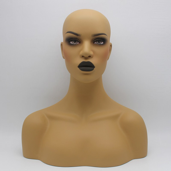 New Design Black Lipstick Female Fiberglass Mannequin Head Bust For Wigs