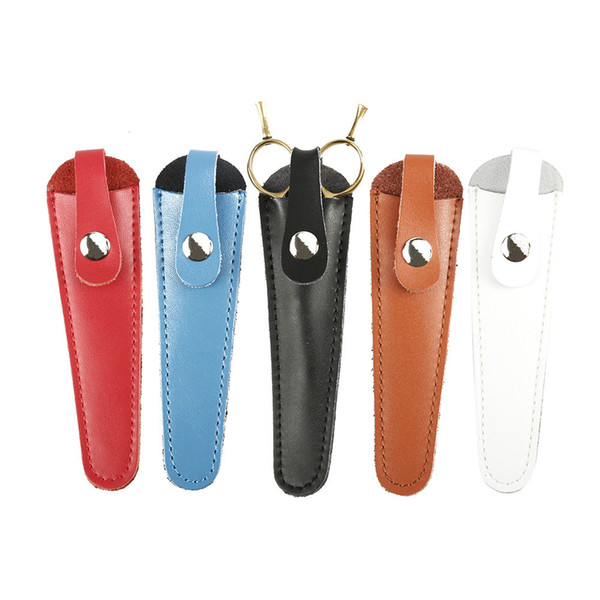 Hair Scissor Pouch Single Piece Scissor Holder Bag In Cow Genuine Leather Durable Use Salon Tools Bag Hair Accessories