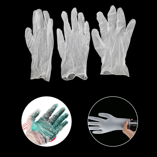 100Pcs/Box PVC Disposable Gloves Transparent Salon Gloves Tattoo Nail Art Protective Accessory