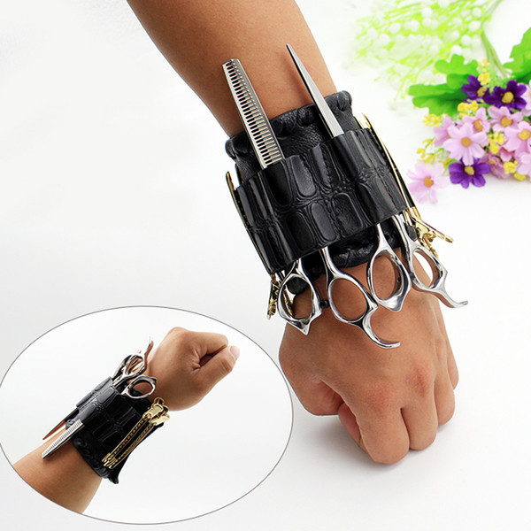 Hair Scissors Wristband Salon Barber Scissors Bag Hairdressing Holster Pouch Holder Case Storage Wrist Bracelet Storage Bags Black