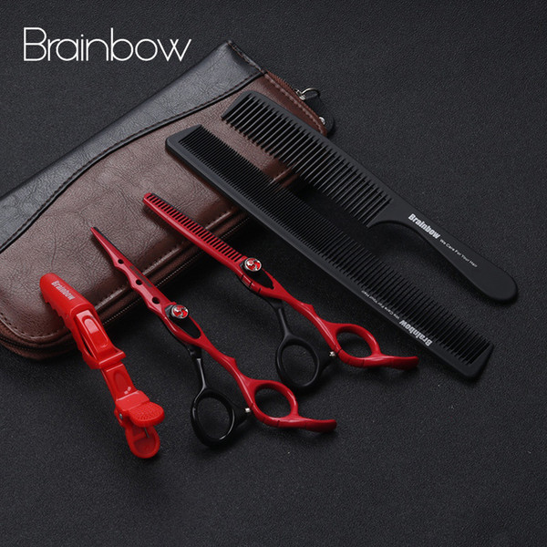 arber shears Brainbow 6.0 'Japan Hairdressing Scissors Hair Cutting Thinning Scissors Set Barber Shears Tijeras Pelo High Quality Hair Sa...