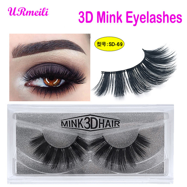 URmeili 3D Mink Eyelashes 100% Cruelty free Lashes Handmade Reusable Natural Eyelashes Wispies False Lashes Makeup E series mink eyelash