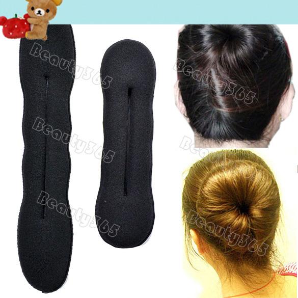 2014 2pcs L +S Styling Magic Sponge Hair Roller Pure Knitted Nylon Hair Bun Donut Hair Accessories 2780