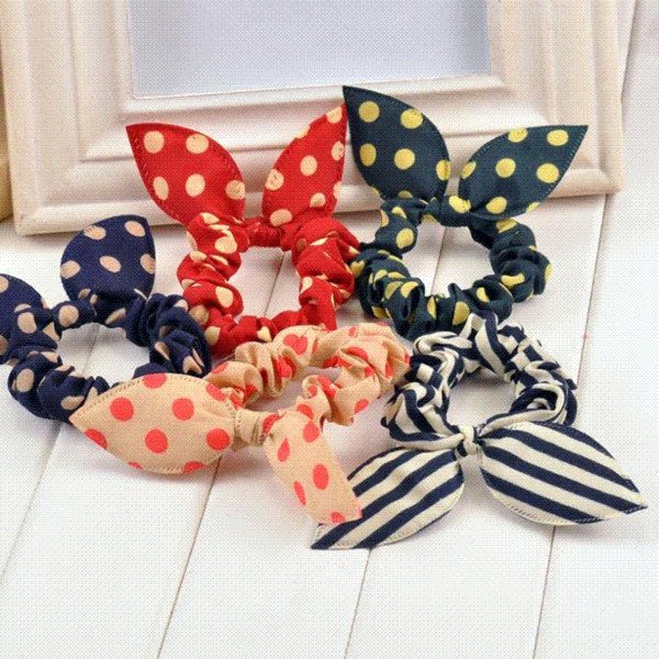 2018 New Small Rabbit Ears Scrunchy Mini Elastic Hair Band Ties Little Girls Hair Accessories Headdress Rubber Bands