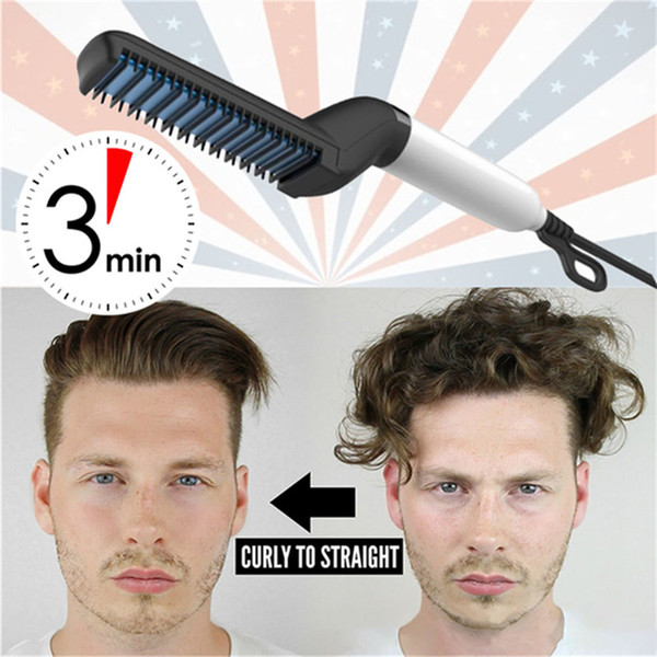 Men Hair Styling Comb Straightener Curling Quick Hair Styler Massage Comb Hairdressing Comb Brush for Men High Quality