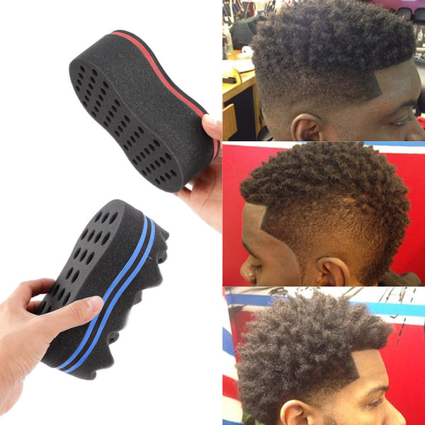 Magic Double Head Sponge Men Barber Hair Brush Black Dreads Locking Afro Twist Curl Coil Brush Hair Styling Tools GGA120 50PCS