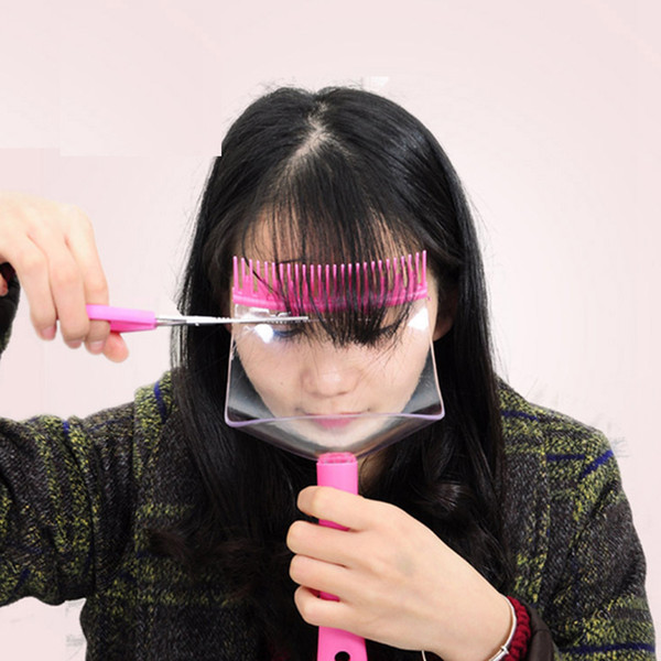 Fast Free Shipping Fashion DIY Professional Bangs Hair Cutting Clip with Scissors Comb Hairstyle Typing Trim Tool