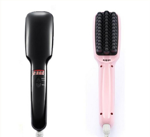 2 in 1 Ionic Hair Straightener Brush Professional Comb Electric PTC Heating Straight hair Brushes Box Package DHL