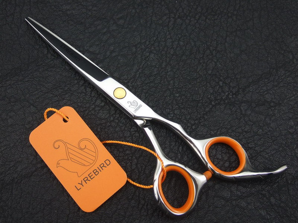 Lyrebird Hairdressing Scissors Cutting Thinning styling tool Anti-slip handle Orang ring 6.0 INCH Free shipping NEW