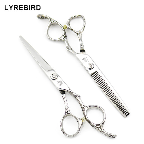 Lyrebird Hair shears 6 INCH Barber hair scissors Japan hairdressing scissors Silvery rose screw dragon handle