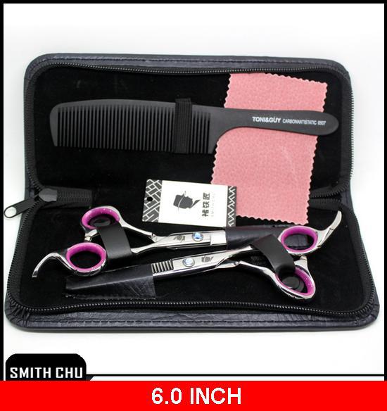 Hair Scissors suit 6 INCH Cutting and Thinning Scissors Anti-slip handle Pink ring SMITH CHU NEW