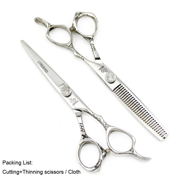 Lyrebird Hair shears 6 INCH Barber hair scissors Japan hairdressing scissors Silvery rose screw dragon handle NEW