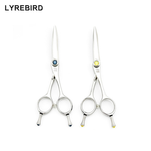 Hair cutting scissors Japan Hairdressing scissors 5.5 INCH Blue stone yellow stone Lyrebird HIGH CLASS 10PCS/LOT NEW