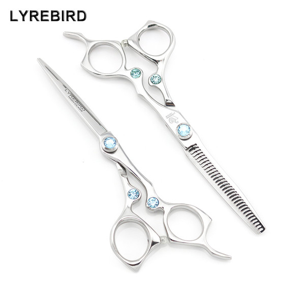 Hair scissors 6 INCH Hairdressing scissors Hair shears barber hair scissors Green stone Lyrebird HIGH CLASS 5SETS/LOT NEW