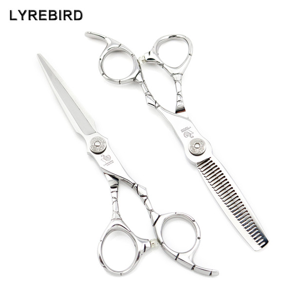 Professional hair scissors 6 INCH barber scissors Curved line Handle Engraved Flower Screw Lyrebird HIGH CLASS 5SETS/LOT NEW