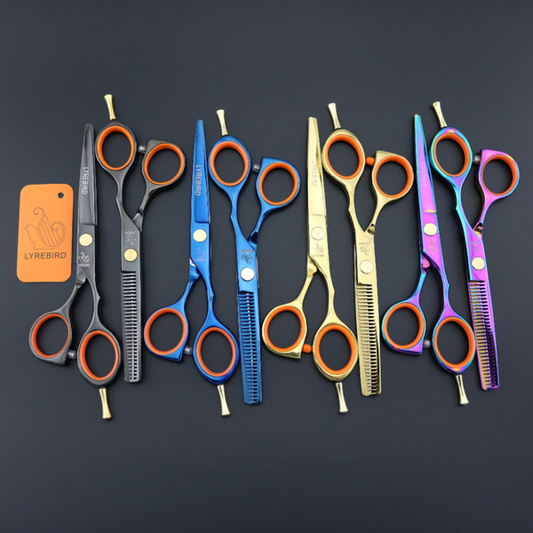 Hair scissors Lyrebird 5.5INCH cutting shears thinning scissors Black Blue golden rainbow tijeras peluquero Simple packing NEW