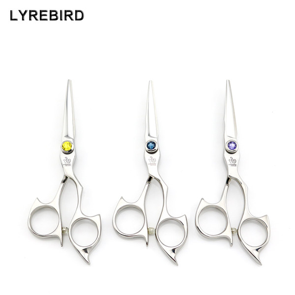 Lyrebird HIGH CLASS Hair cutting scissors Japan Hairdressing scissors 5.5 INCH Blue stone yellow stone