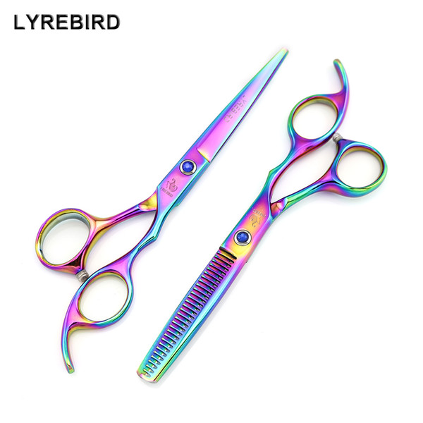 Hair scissors 6 INCH Hairdressing scissors Rainbow Hair cutting shears Thinning scissors Blue stone Lyrebird NEW