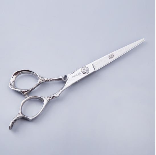 Wholesale- S&y 6.0 inch exquisite damascus patterns on blade and plum blossom finger handle,professional hairdressing scissors