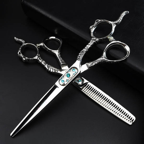 Unique cutting and thinning scissors Hairdresser haircut 6 inch styling tool hairdressing scissors set 440C hairdressing tools