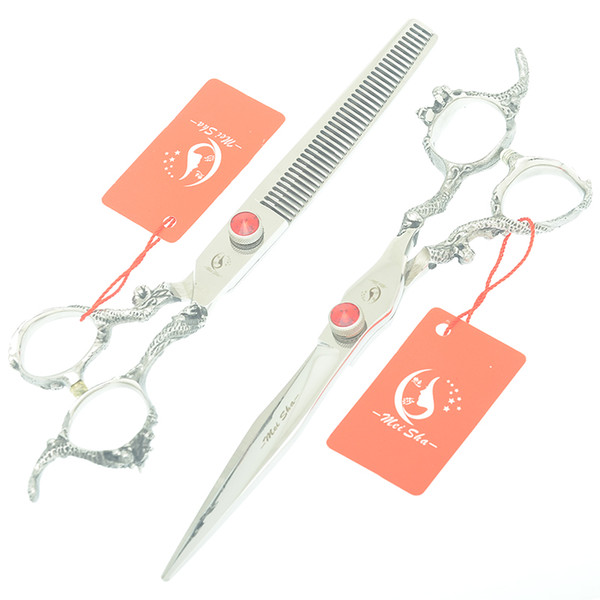 Meisha 7 inch Professional High Quality Dragon Handle Hair Scissors Set Kit Salon Styling Cutting Thinning Shears HA0475