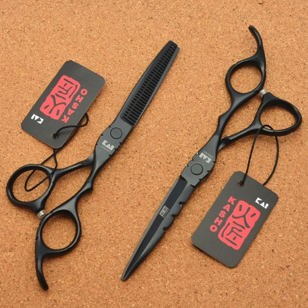 6.0'' Japan 440C Black Color Hairdressing Scissors Cutting Shears Thinning Scissors Professional Human Hair H1010