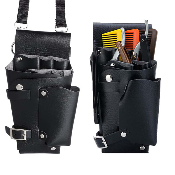 PU Leather Hair Scissor Bag Clips Hairdressing Barber Scissor Holster Hair Cutting Pouch Holder Case with Waist Shoulder Belt