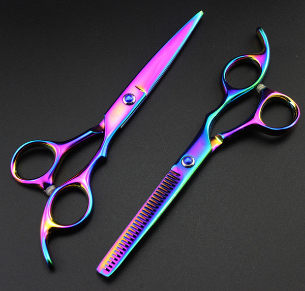 professional Japan 440c 6.0 inch purple cutting shears thinning barber cut hair scissors style salon hairdressing scissors set