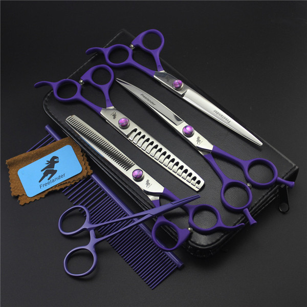 7 inch Professional Pet scissors sets,JP440C,61HRC,Straight Thinning 2 Curved scissors sets ,5PCS/package