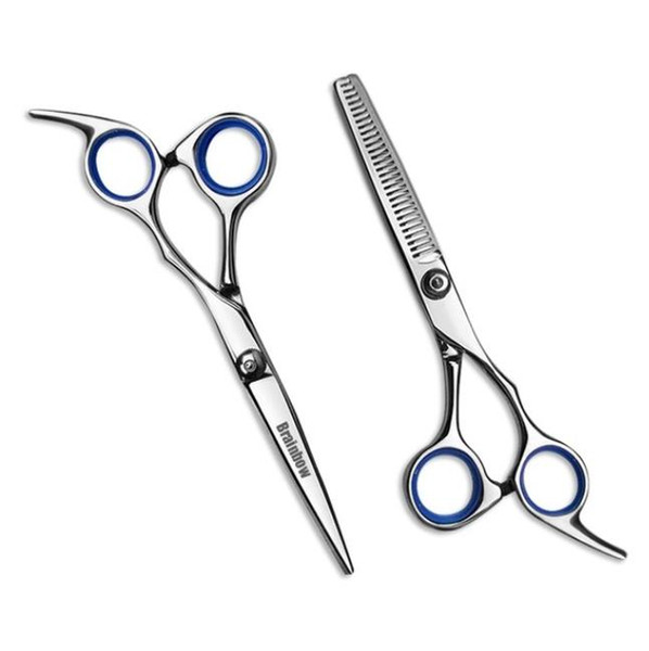 Brainbow 6 inch Cutting Thinning Styling Tool Hair Scissors Stainless Steel Salon Hairdressing Shears Regular Flat Teeth Blades