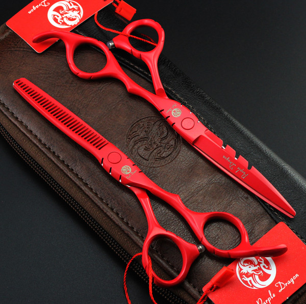 504# TOPPEST 5.5 Inches Red Hairdressing Scissors JP 440C 62HRC Home & Salon Cutting Scissors Thinning Shears Hair Scissors