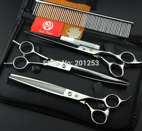 Pet Grooming Scissors Set 8 Inch Professional JP440C Dog Shears Hair Cutting Straight + Curved + Thinning Scissors LZS0378