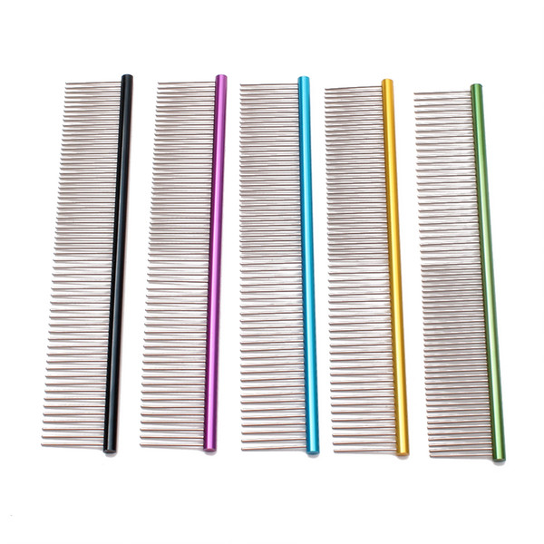 19cm Wholesale 35g Aluminum alloy Pet Comb Professional Grooming Comb Cleaning Hair Trimmer Brush Pet Dog Cat Accessories