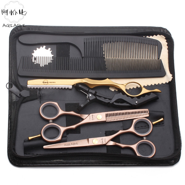 Suit 5.5In. AQIABI Rose Gold Haircut Set Hairdressing Supplies Cutting Scissors Thinning Shears Professional Hair Scissors A1104 LY191231