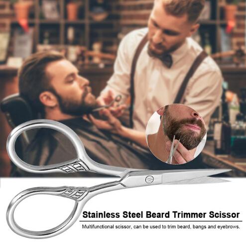 Stainless Steel Beard Trimmer Scissor Mini Size Shaving Shear Beard Trimmer Eyebrow Bang Cutting Scissor for Barber Home Use