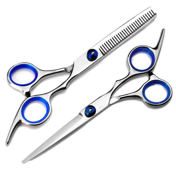 2Pcs/Set 6 Inch Cutting Thinning Styling Tool Hair Scissors Stainless Steel Salon Hairdressing Shears Regular Flat Teeth Blades