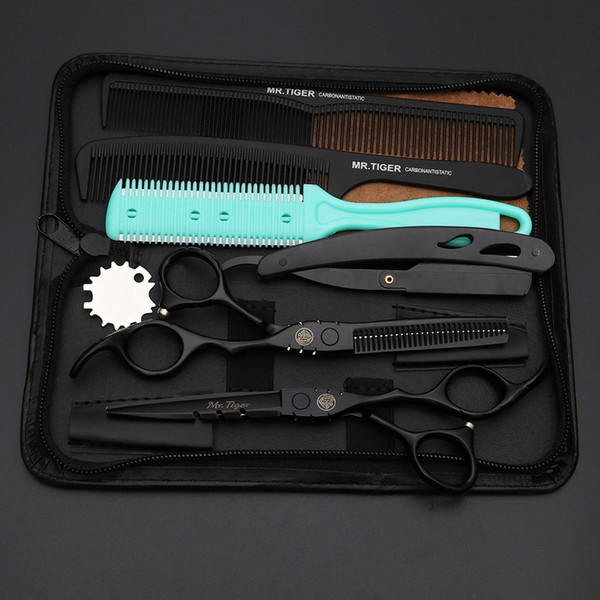 Hot 6.0 black japan hair scissors professional hairdressing scissors barber thinning scissor hairdresser haircut shears set