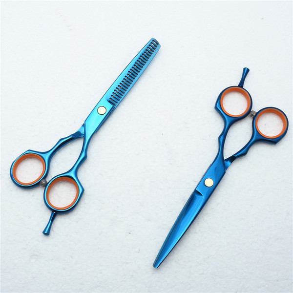 C1004 5.5'' Customized Brand Blue Hairdressing Scissors Factory Price Cutting Scissors Thinning Shears professional Human Hair Scissors