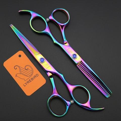 Hair scissors Lyrebird 5.5 INCH cutting shears thinning scissors Black Blue golden rainbow Simple packing NEW