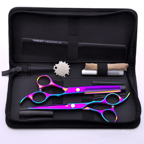 1 Set 17cm Colorful Professional Beauty Flat Shears Dental Scissors Pet Scissors