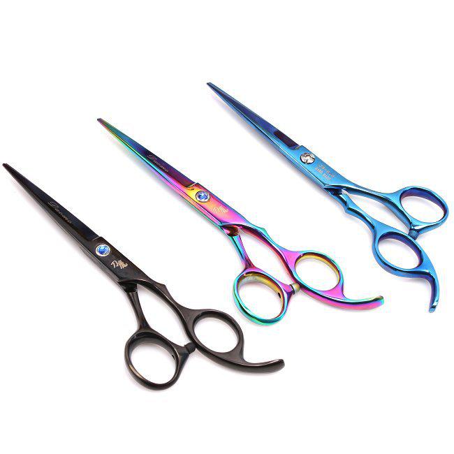 Wholesale-1pcs Hair Cut Cutting Hot sale Barber Haircut Scissors high quality 6.0 inch Hairdressing Scissors 3 colors BZ870588