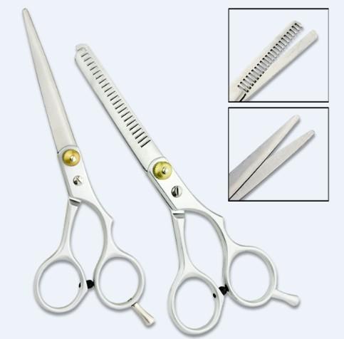 1set Regular Hairdressing Hair Salon Cutting Thinning Silver Shears Stainless Steel Scissors Set Tool