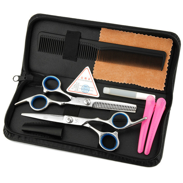 5pcs/set Hairdressing Tools 6.0 inches Barber Scissors Kits Hair Clipper Razor Hair Styling Scissors Hair Cutting Tool Combination Package