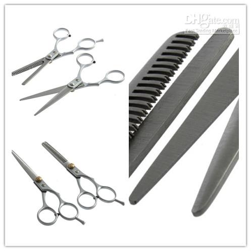 1set Regular Hairdressing Hair salon Cutting Thinning Silver Shears Stainless steel Scissors Set Tool