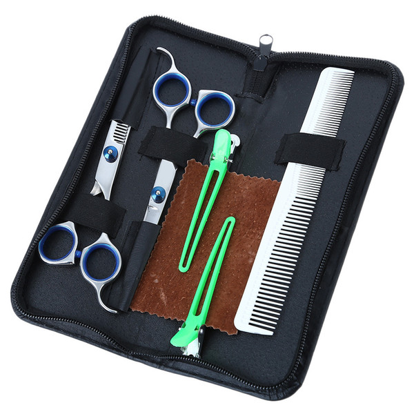 6.0in Professional Hairdressing Hair Scissors Set Cutting& Thinning Barber Shears Hair Salon with Comb+Hairpin+PU Case