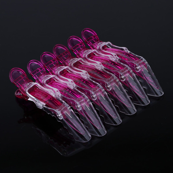 Plastic Purple Transparent Sectioning Clips Clamps Hairdressing Salon 6pcs Hair clip Grip Crocodile Hairpins