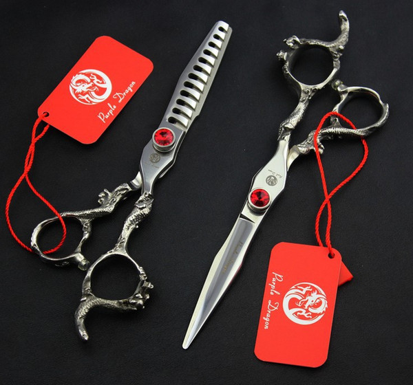 Silver 6.0'' Barber Teeth Flat Hair Cutting Thinning Scissors Stainless Steel Hair Scissor Hairdresser Shear