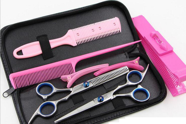 1set Hot Cutting Thinning Styling Tool Hair Scissors Stainless Steel Salon Hairdressing Shears Regular Flat Teeth Blades