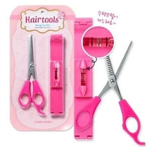 DIY bangs fringe clip horizontal balance ruler +scissors haircut hair cutting cut professional hairdressing trimmer tool set