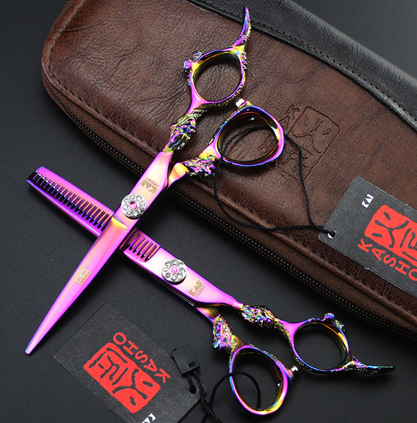 6.0 in.Drangon Handle Professional Hair scissors set,Cutting & Thinning scissors ,62HRC,JP440C